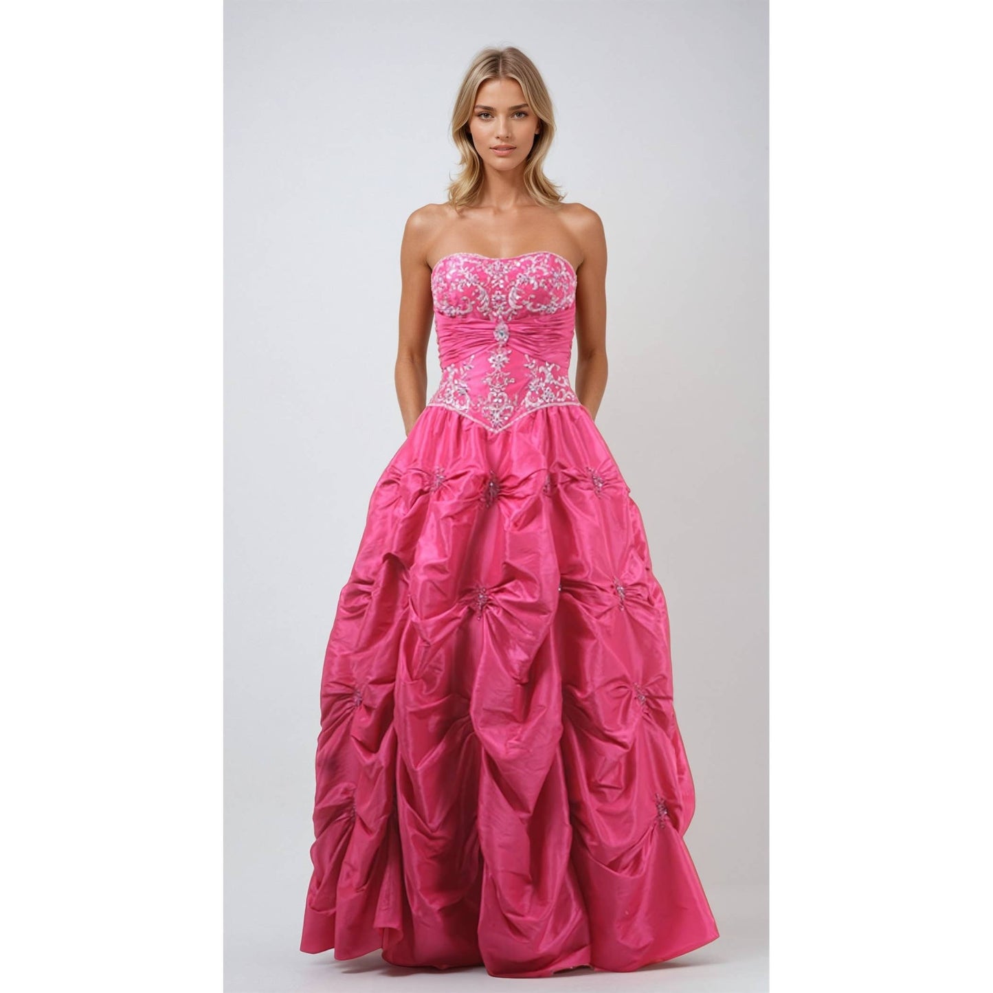 Fuchsia Evening Gown with Fitted Bodice