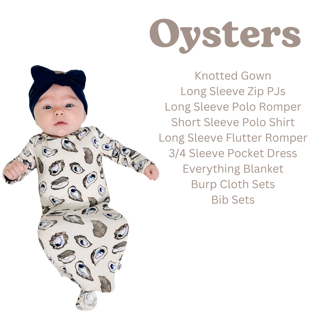 Coastal Oysters LS Zip Pajamas