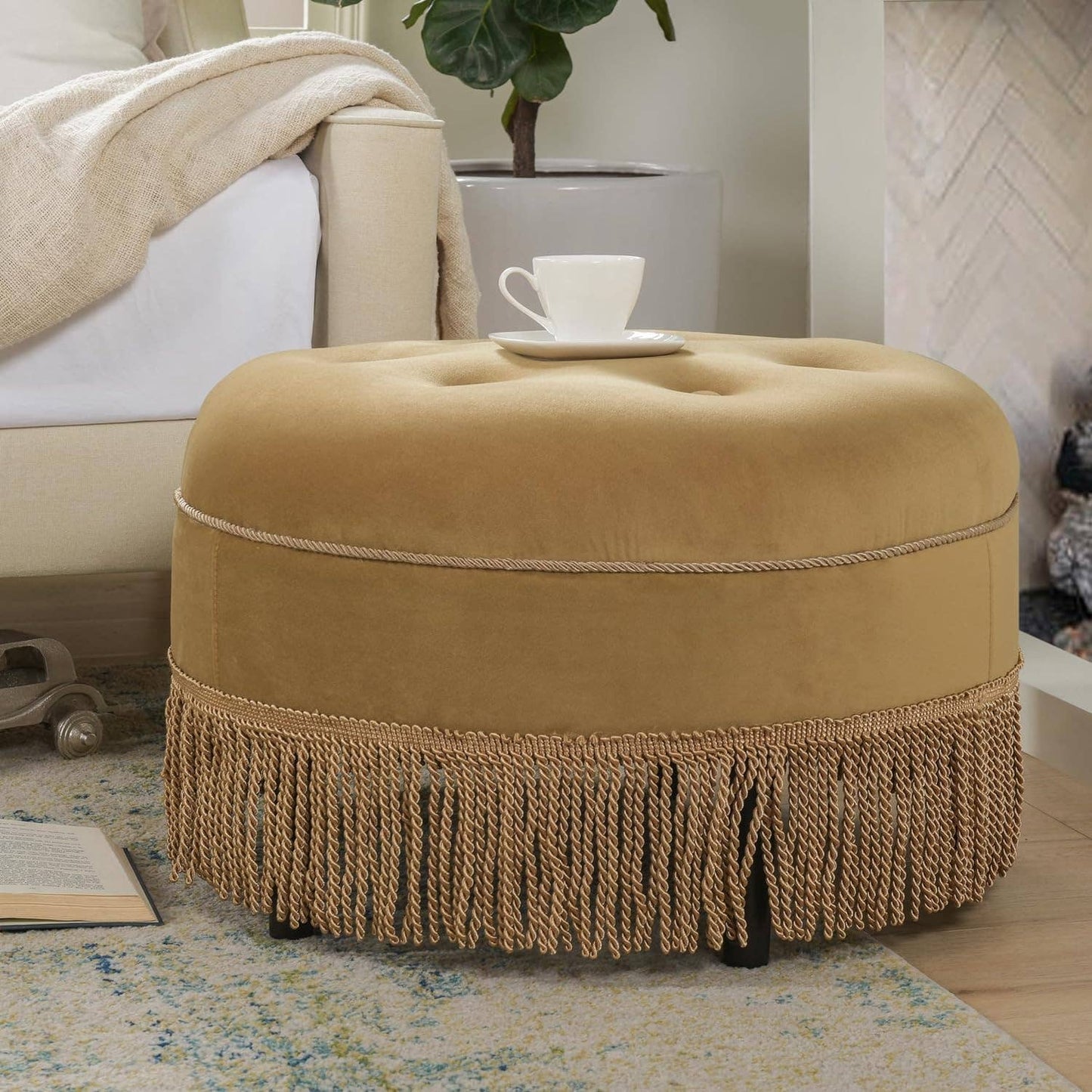 Yolanda 24" Round Upholstered Accent Ottoman