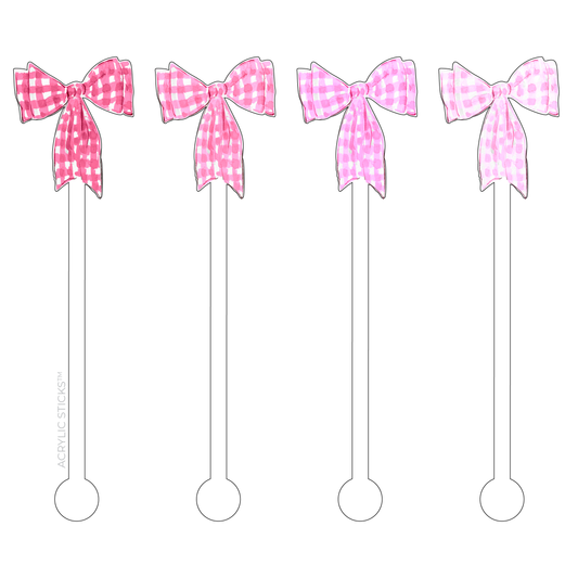 Acrylic Stir Sticks Set- Pink Bows