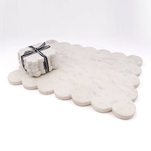 Load image into Gallery viewer, White Marble Scalloped Coaster Set
