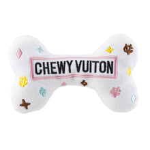Load image into Gallery viewer, White Chewy Vuiton Bones Squeaker Dog Toy: Small / Mini
