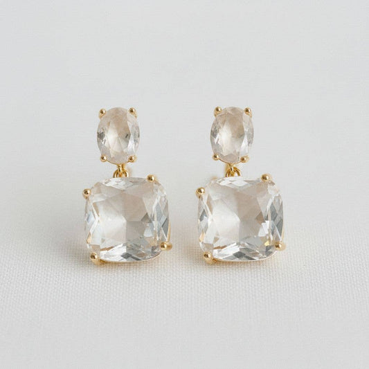 Artisan Square Gemstone Drop Earrings