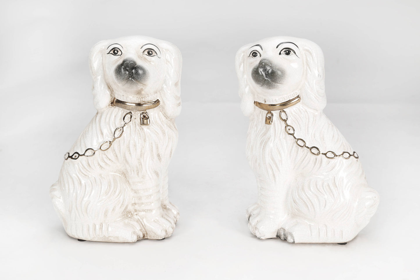 Staffordshire Style White Mantel Dogs