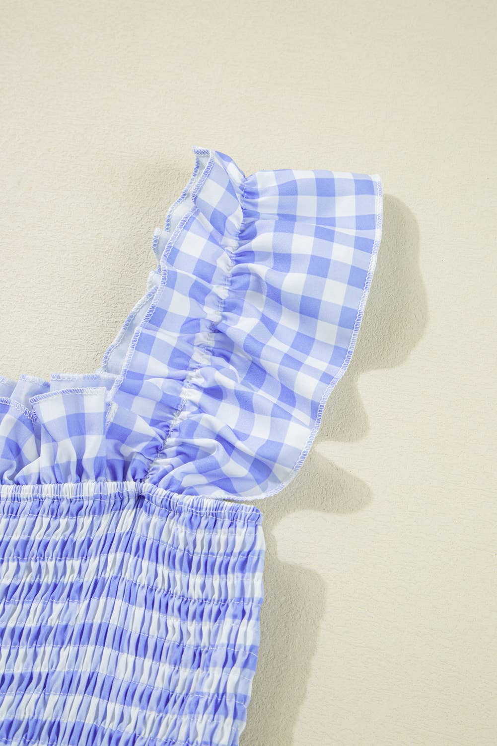 Plaid Square Neck Fit-and-flared Vacation Sundress