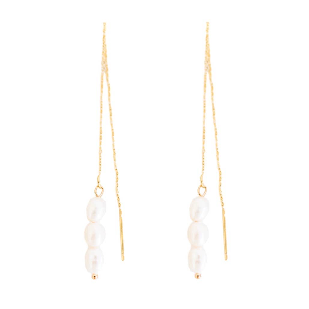 Skinny Pearl Statement Threader Earrings