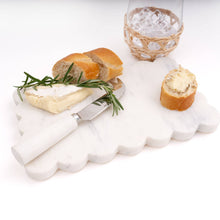 Load image into Gallery viewer, Marble Scalloped Cheese Board &amp; Knife Set
