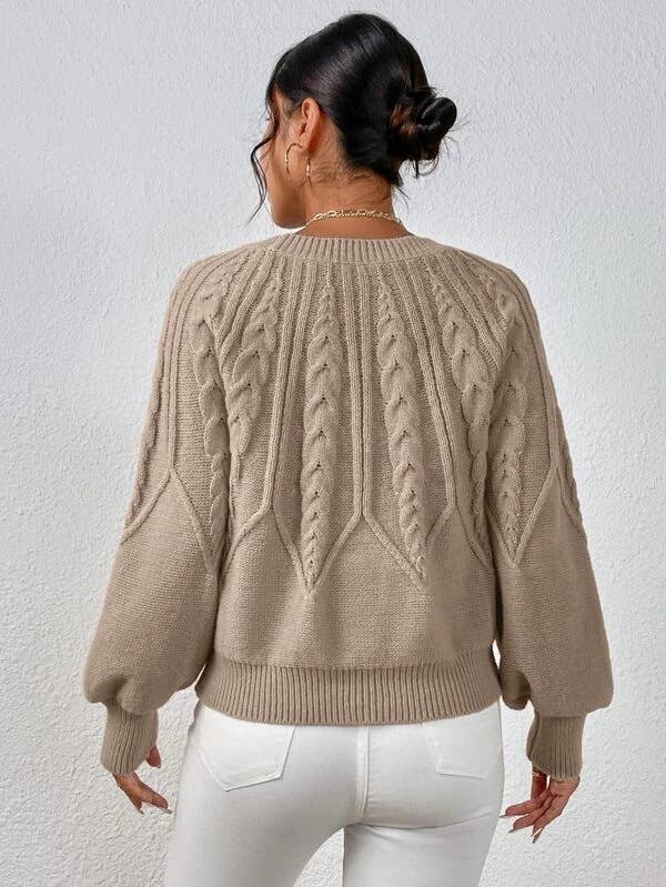 Cable knit Balloon Sleeves sweater jumper