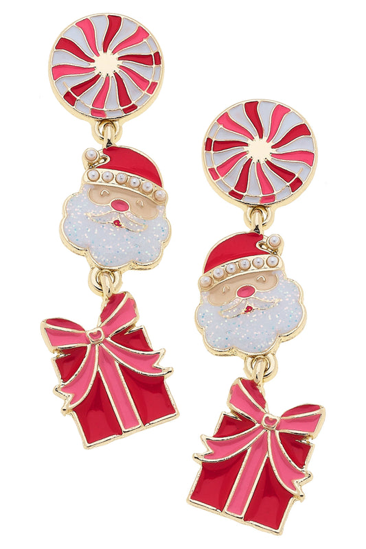 Santa Claus is Coming To Town Enamel Earrings