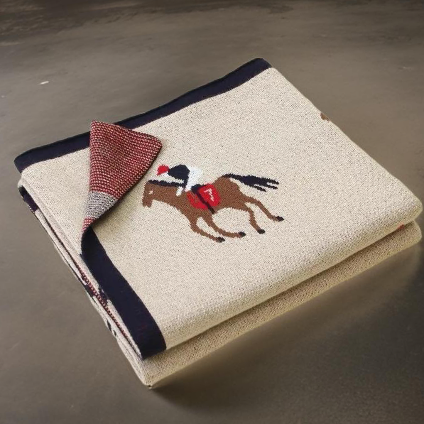Equestrian Horse Racing Jockey Cotton Baby Blanket 
