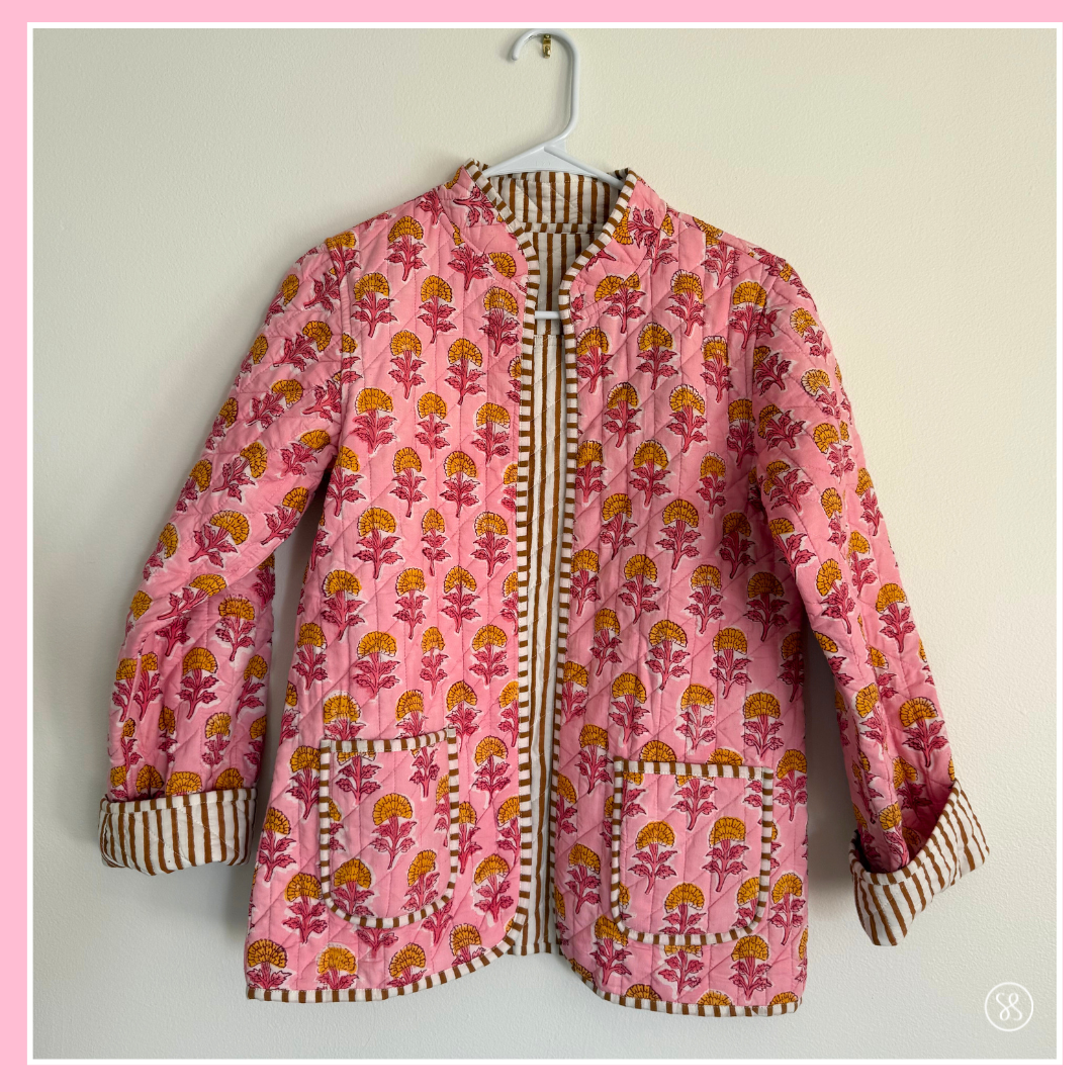Quilted Reversible Floral & Stripe Jacket
