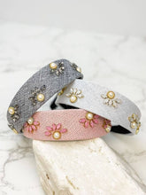 Load image into Gallery viewer, Pearl Flower Headband: Dark Gray
