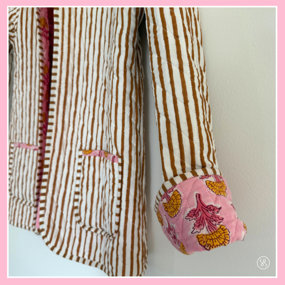 Quilted Reversible Floral & Stripe Jacket
