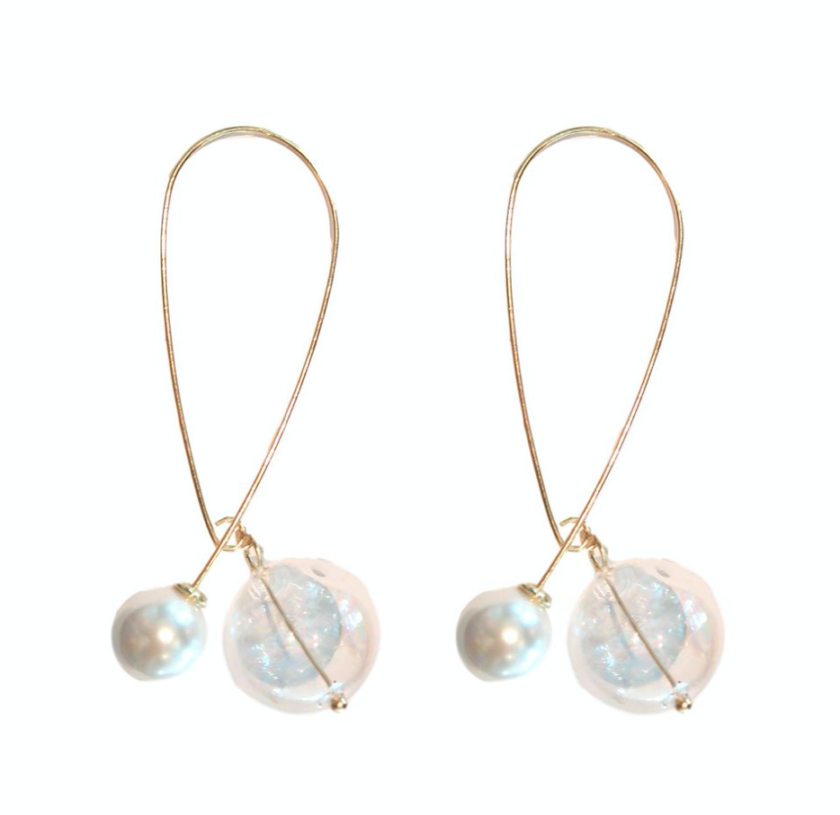 Pearl and Glass Statement Threader Earrings