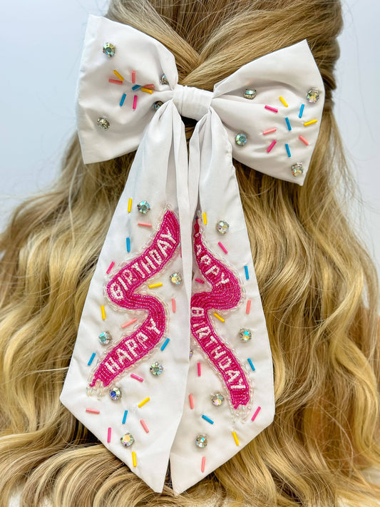 Happy Birthday Bow Hair Clip