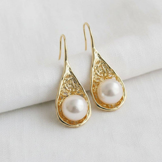 Artisan Pearl Drop Earrings with Vintage Touch