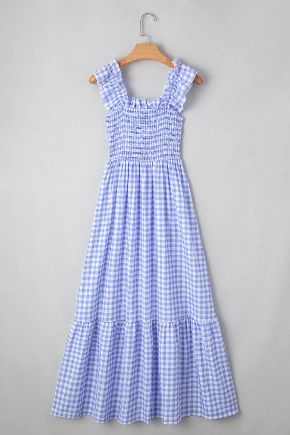 Plaid Square Neck Fit-and-flared Vacation Sundress