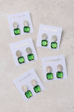 Load image into Gallery viewer, Retro Pave Crystal and Peridot Gum Drop Earrings
