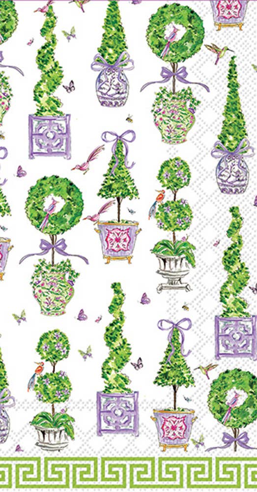 Paper Guest Towels 16 Ct Purple & Green Topiaries