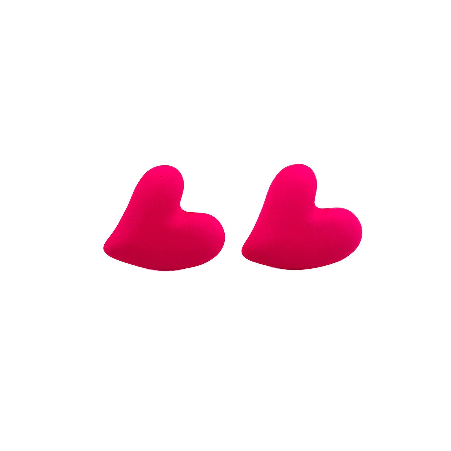 Chunky Heart Valentine Earrings: Metallic Red