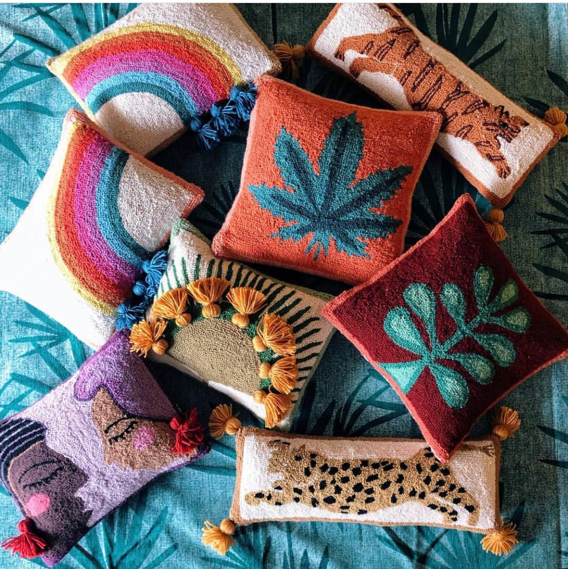Tiger with Tassels Hook Pillow by Justina Blakeney