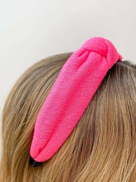 Neon Terry Knotted Headbands - Pink