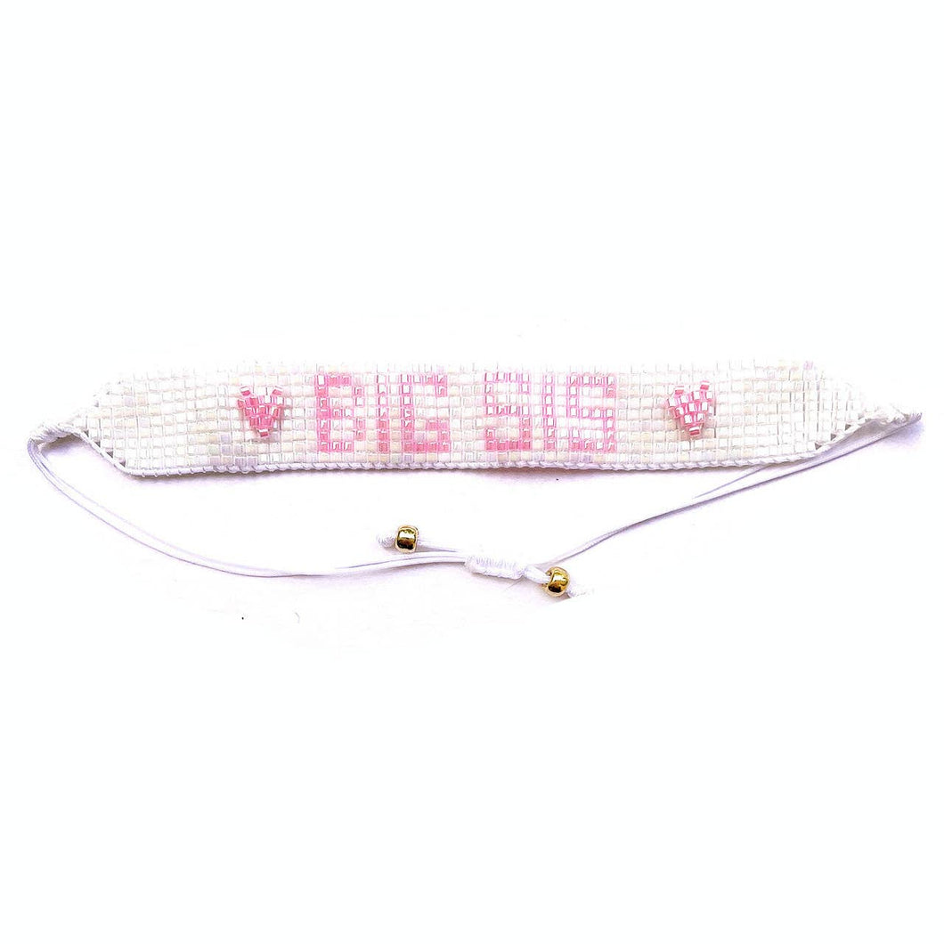 BIG SIS Beaded Bracelet: Pink and White