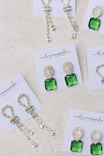 Load image into Gallery viewer, Retro Pave Crystal and Peridot Gum Drop Earrings
