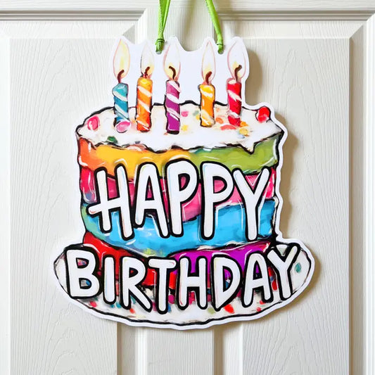 Happy Birthday Cake Door Hanger
