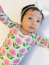 Load image into Gallery viewer, Pink Block Flower Knotted Gown : 0-3 MONTHS
