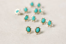 Load image into Gallery viewer, Turquoise and Pearl Oval Stud Earrings
