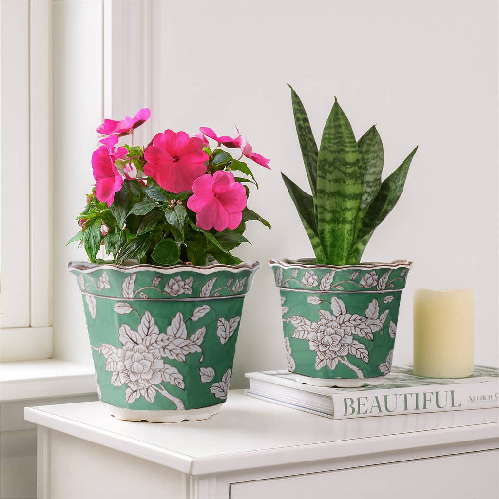 Ceramic Bird and Flower Planters