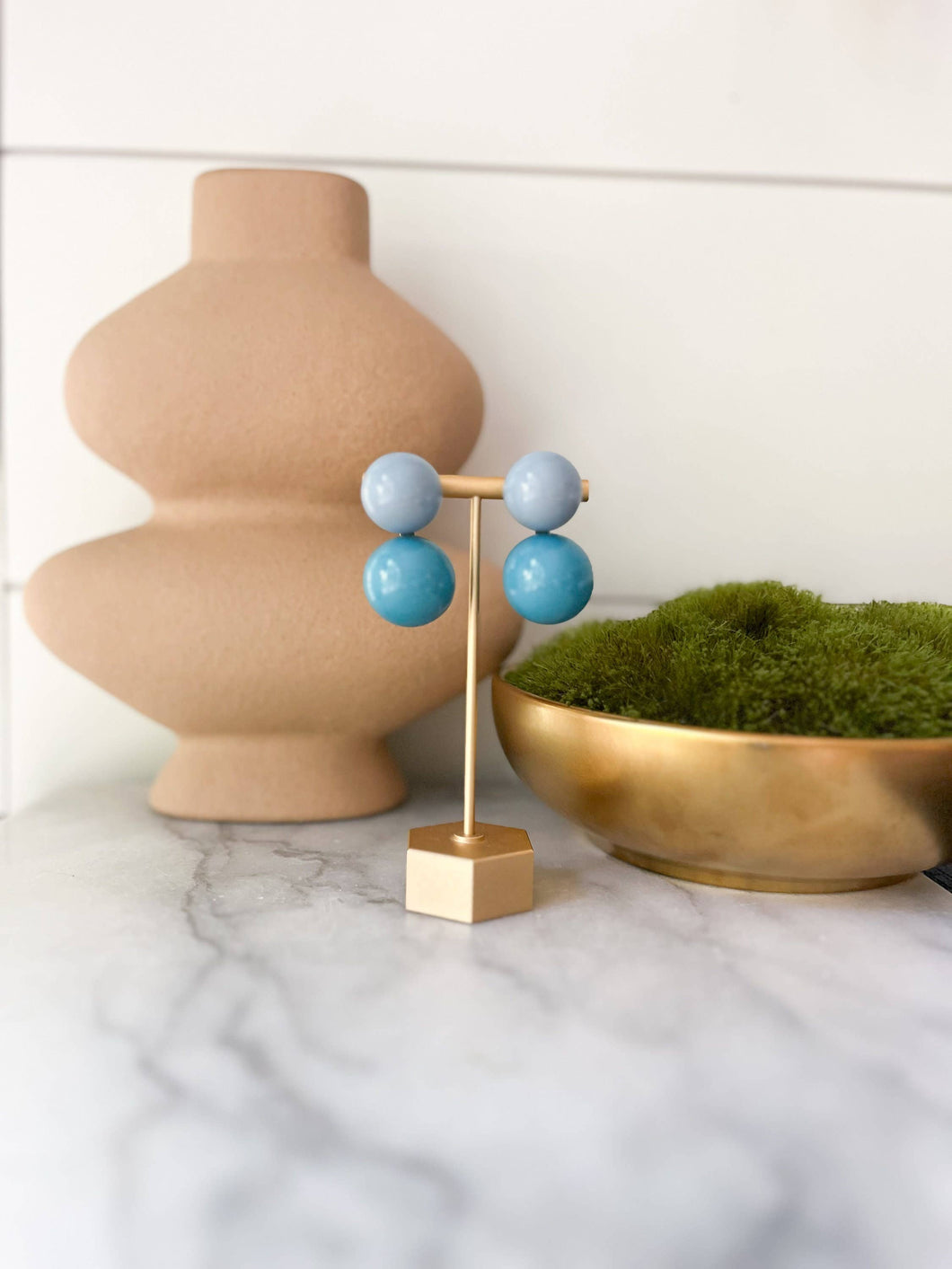 Bubble Gum Baubles: Double Color Ball Earrings Blue