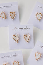 Load image into Gallery viewer, Pearl Studded Pink Tortoise Heart Earrings
