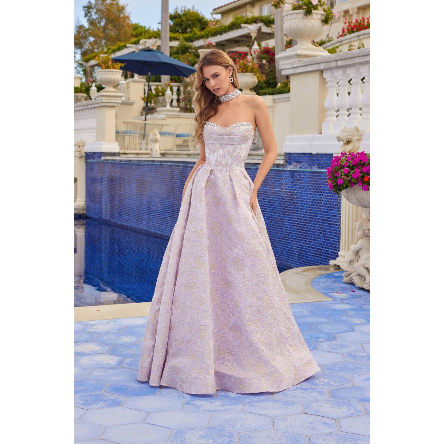 Strapless Ball Gown with Structured Corset Bodice