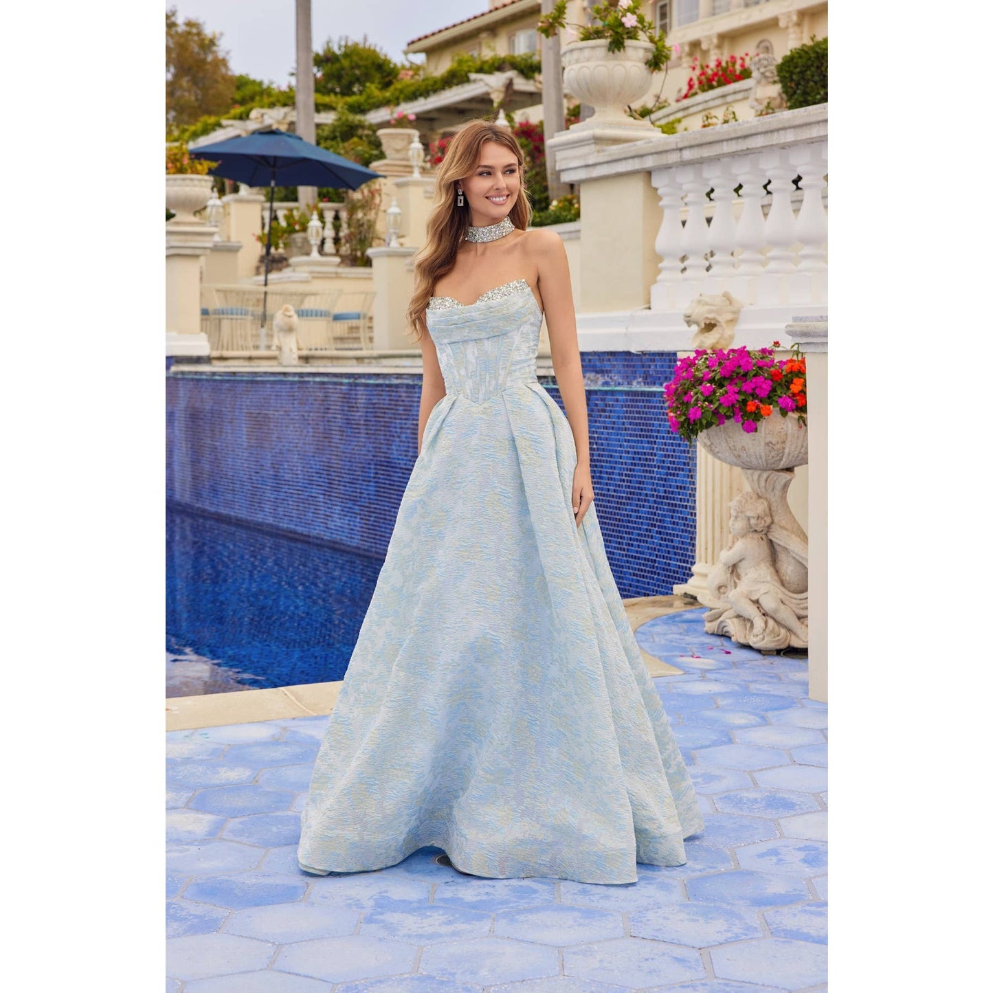 Strapless Ball Gown with Structured Corset Bodice