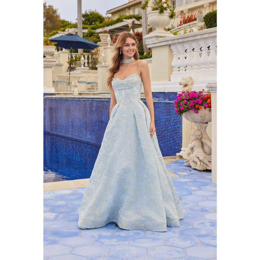 Strapless Ball Gown with Structured Corset Bodice