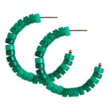 Load image into Gallery viewer, Green Beaded Candy Statement Hoop Earrings
