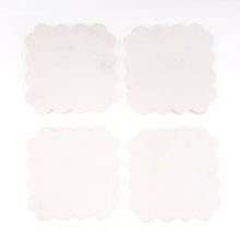 Load image into Gallery viewer, White Marble Scalloped Coaster Set
