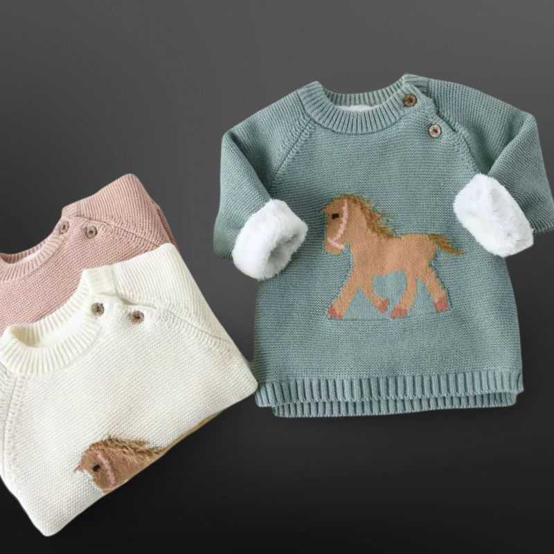 Equestrian Western Horse Knit Baby Sweater