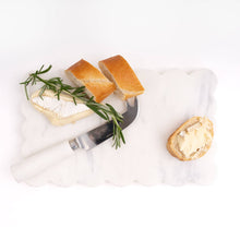 Load image into Gallery viewer, Marble Scalloped Cheese Board &amp; Knife Set
