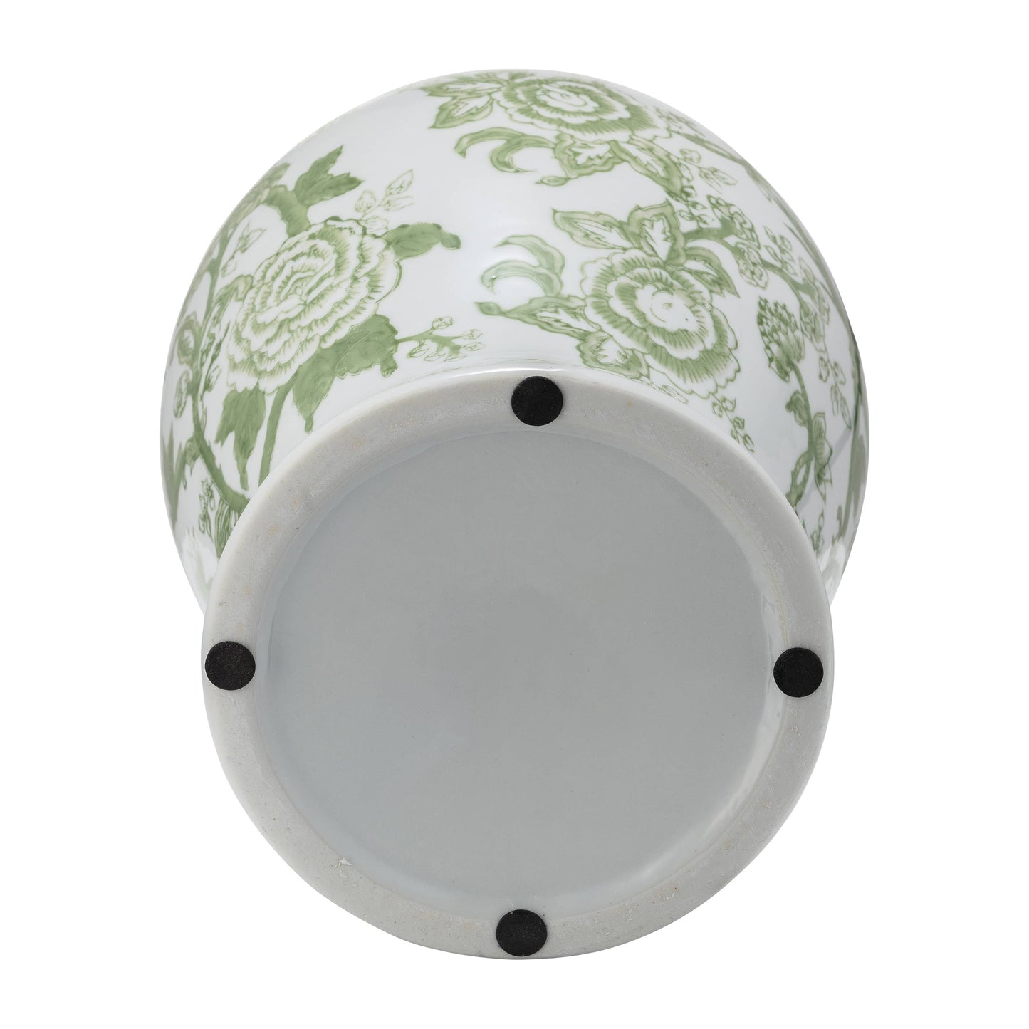 Green/White Bird and Flower Temple Chinoiserie Jar