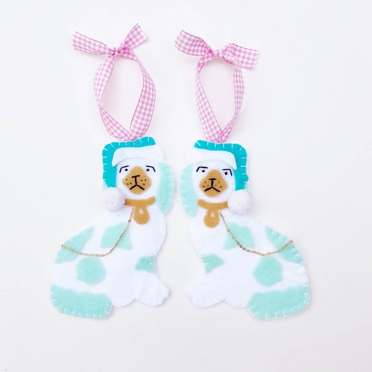 Staffordshire Dog Chinoiserie Ornament | Aqua