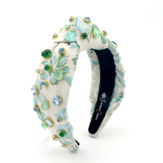 Blue & Green Floral Headband With Cabochons