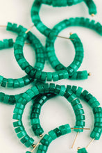 Load image into Gallery viewer, Green Beaded Candy Statement Hoop Earrings
