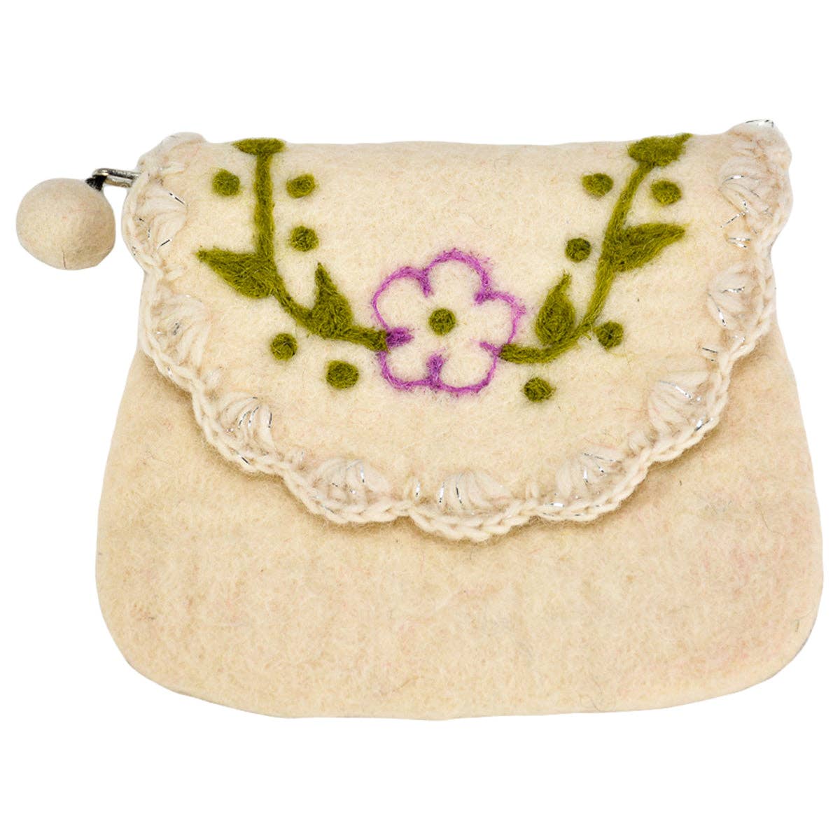 Flower with leaves flip design coin purse