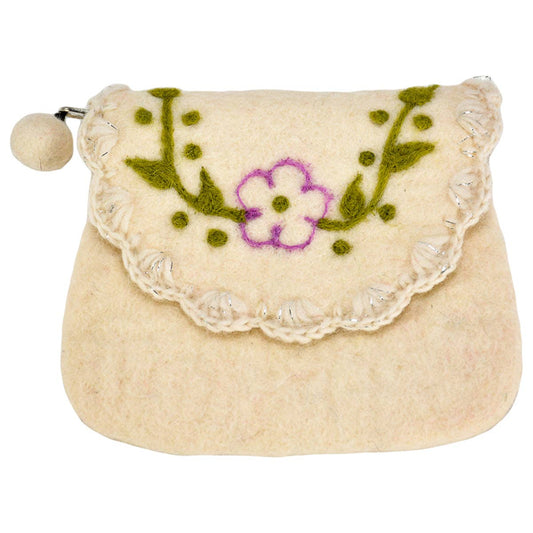 Flower with leaves flip design coin purse