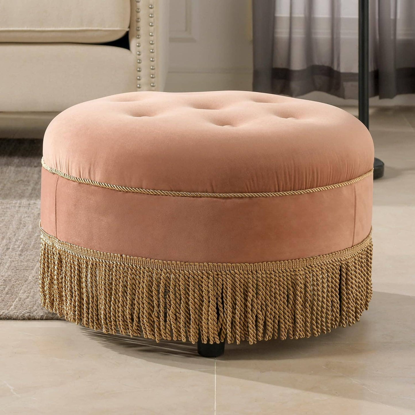 Yolanda 24" Round Upholstered Accent Ottoman
