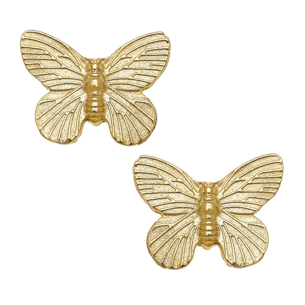 Gold Butterfly Stud Earrings