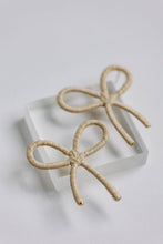 Load image into Gallery viewer, Natural Raffia Wrapped Bow Statement Earrings
